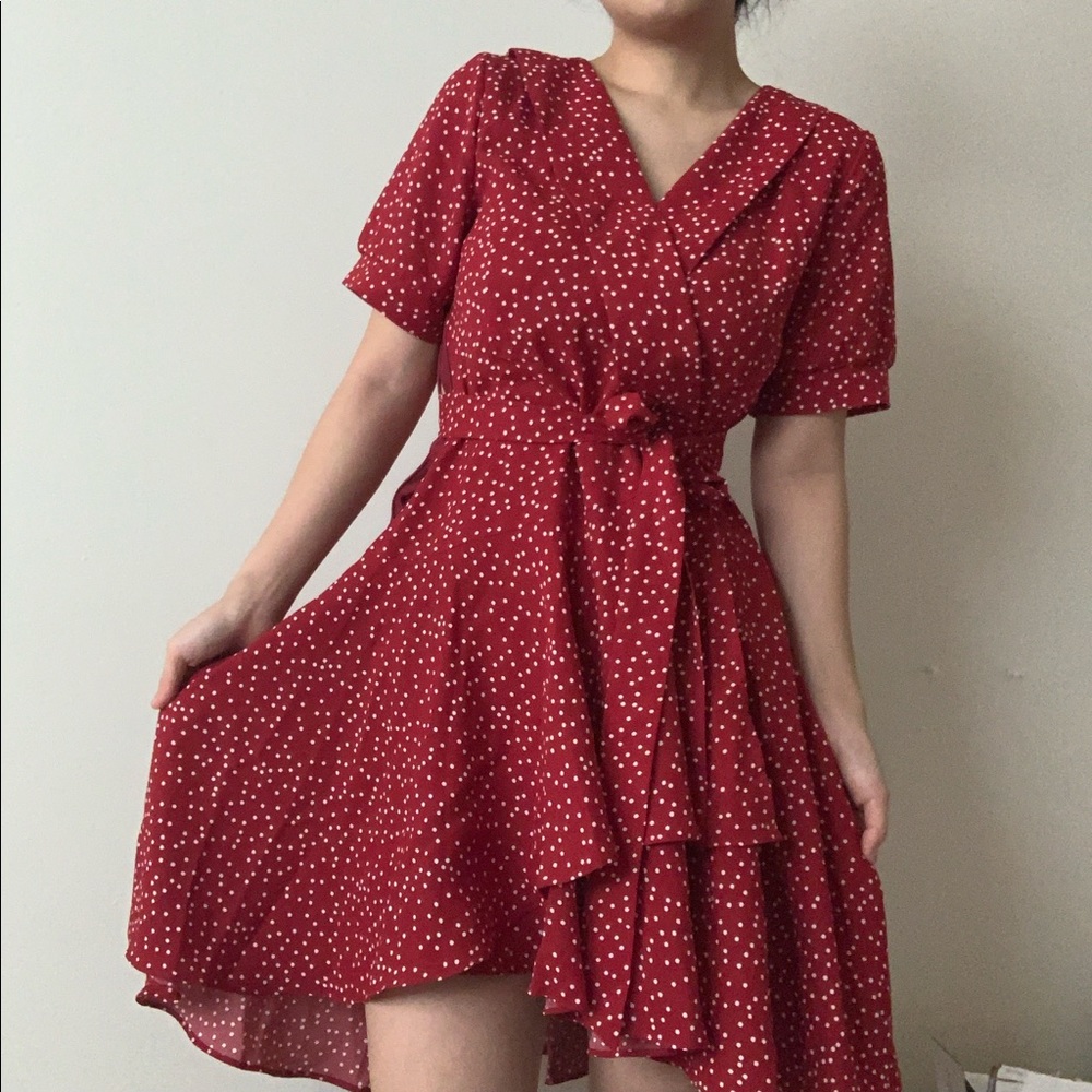 Red polka dot summer dress